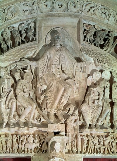 La Pentecoste, dal timpano del portale centrale, c.1120 da French School