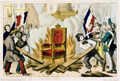 Il Popolo Brucia il Trono a Place de la Bastille, 1848 da French School