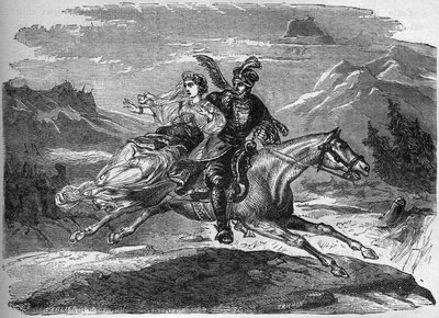 La leggenda polacca della principessa Heligonde e del conte di Tyniec Walgerz. I due amanti fuggono in Polonia da French School