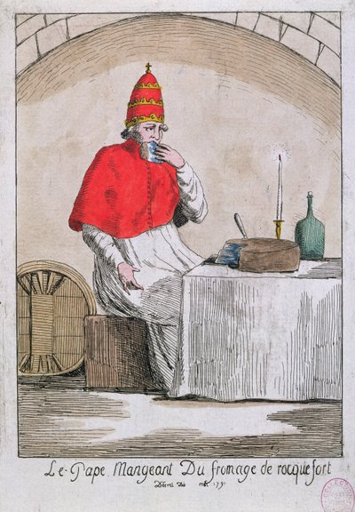 Il Papa che mangia formaggio Roquefort, 1791 da French School