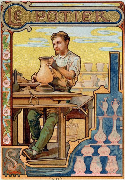 Il vasaio, illustrazione da un libro sui mestieri, c.1899 da French School