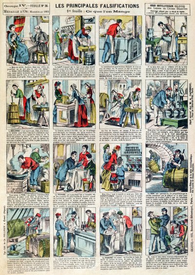 Le principali forme di adulterazione nutrizionale, c.1883 da French School