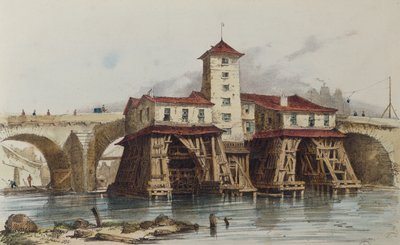 La pompa di Pont Notre Dame, 1836 da French School