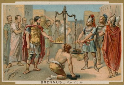 I Romani tentano di comprare la loro salvezza dal capo gallo Brenno, IV secolo a.C. da French School