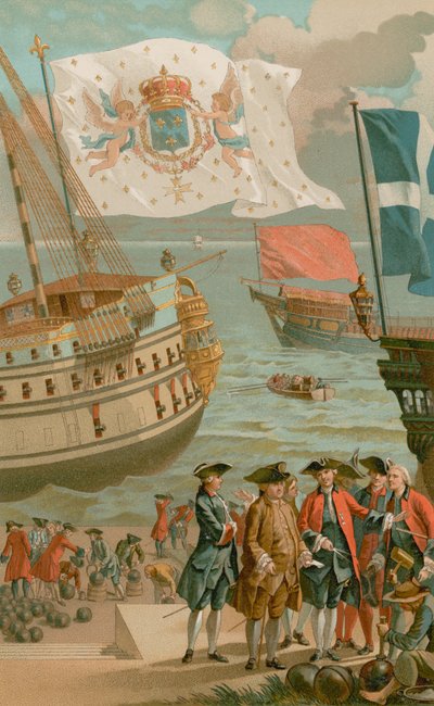 La bandiera reale, la bandiera della galera, la bandiera della marina mercantile da French School