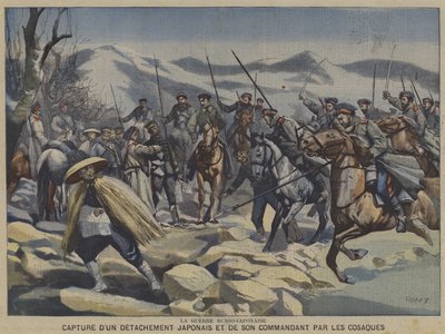 La guerra russo-giapponese: un distaccamento giapponese e il loro comandante catturati dai cosacchi da French School