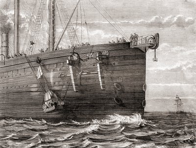 La S.S. Great Eastern lancia una boa in mare per segnare il punto di un cavo telegrafico transatlantico perduto da French School