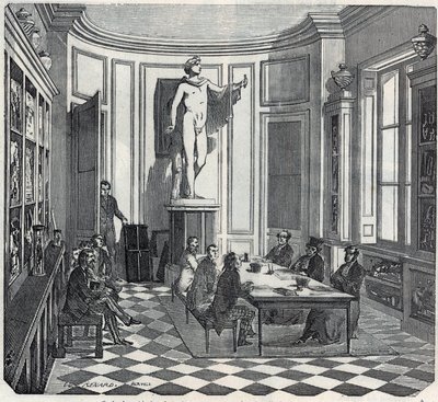 La Scuola di Medicina di Parigi - un esame nella sala degli strumenti - Incisione in "Tableau-de-Paris" di Edmond Texier 1852 da French School