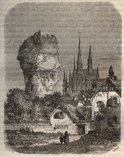 La Spalla di Gallardon - torre feudale, risalente al XII secolo - incisione in "Histoire de France" di Victor Duruy (1811-1894) - 1882 da French School