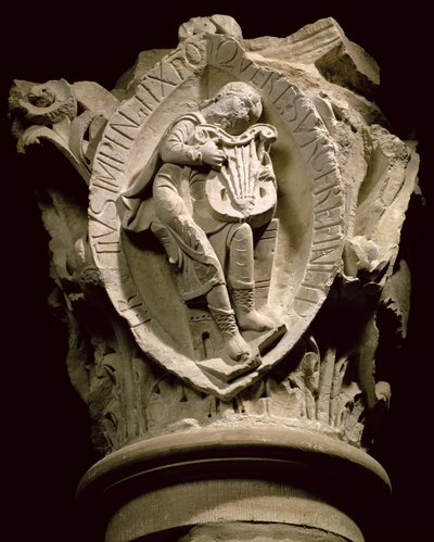 I Suoni della Musica, capitello della colonna dal deambulatorio a Cluny, c.1115 da French School