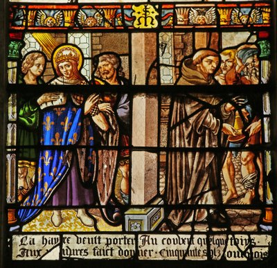 La finestra di San Luigi: Luigi fa penitenza e dà elemosina ai monaci da French School