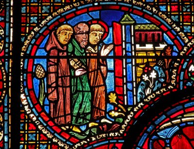 La finestra di San Lubino: arriva a una chiesa con due monaci da French School
