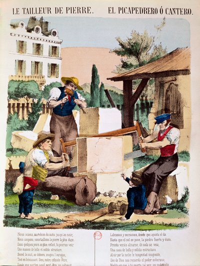 I muratori, illustrazione da un libro per bambini, c.1890 da French School