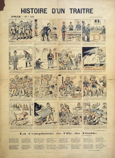 La Storia di un Traditore, cartone animato e foglio di canzoni anti-Dreyfusard da French School