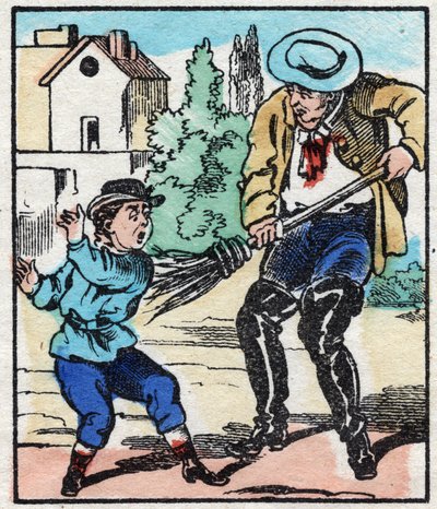 Lo spazzino. Incisione in "La chanson des métiers". Immagine di Epinal, fine XIX secolo. Collezione privata da French School
