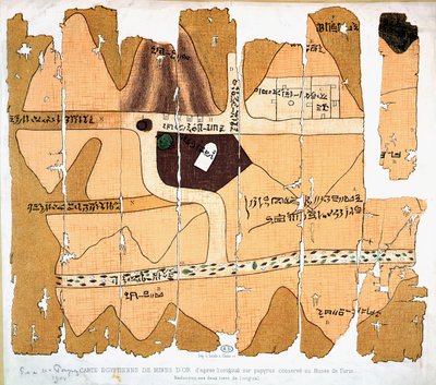 Il Papiro di Torino, riproduzione di una mappa antica delle miniere d