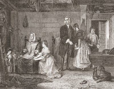 Il vicario di Wakefield riconcilia sua moglie con Olivia (dopo il dipinto di Gilbert Stuart Newton) da French School