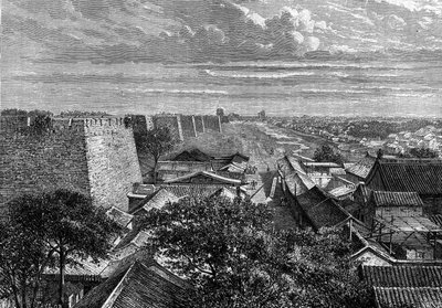 Le mura di Pechino, Cina. Incisione in "The Youth Journal" da French School
