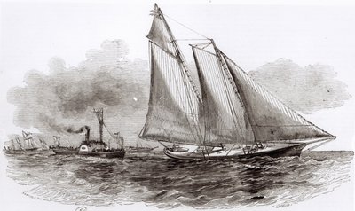 Lo Yacht America prende il comando nella Regata di Cowes del 1851, da Le Monde Illustré, 1851 da French School