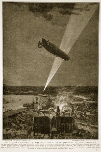 Il bombardamento Zeppelin di Anversa il 24 agosto 1914 in sfida alla Convenzione dell