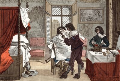 Il barbiere, Francia, incisione di Abraham Bosse, c. 1640 da French School