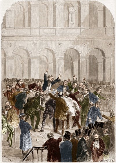 Il paniere della Borsa di Parigi nel 1857 da French School