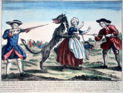 La bestia del Gévaudan uccisa dai soldati da French School