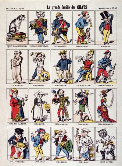 La grande famiglia dei gatti - Immagine di Epinal da French School