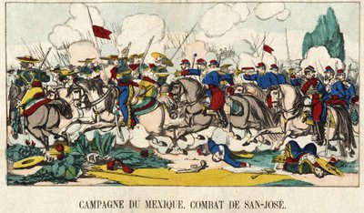 Il capitano di Foucauld nella Battaglia di San Jose durante la Campagna Messicana (1862-1867), immagine di Epinal XIX secolo da French School