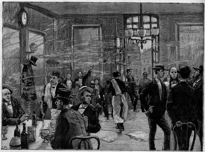 I ragazzi del caffè in un locale di Rue Montmartre a Parigi, in “Il Mondo Illustre” 1886. da French School