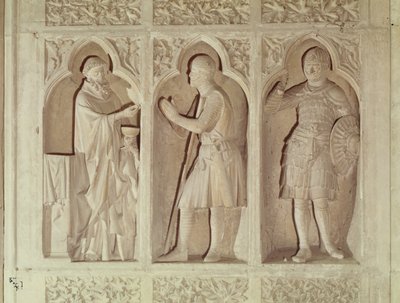 La comunione di un cavaliere, dettaglio dal lato ovest della navata, 1245-57 da French School