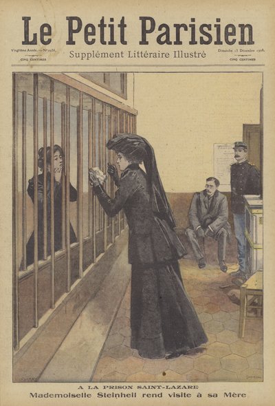 La figlia di Marguerite Steinheil visita sua madre nella prigione di Saint-Lazare, Parigi da French School