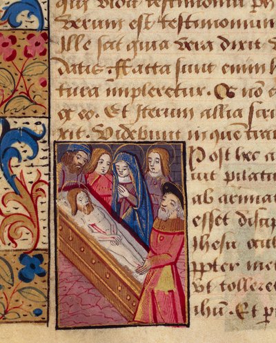 La deposizione di Cristo nel sepolcro, miniatura dal Libro d