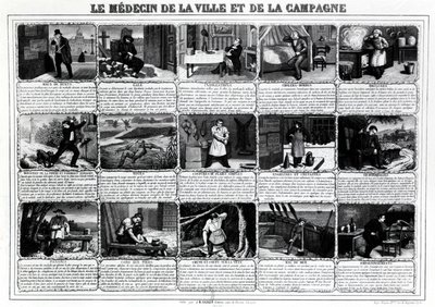 Il medico della città e della campagna e i loro diversi pazienti, pubblicato da J.B. Gadolachez Cours de Brosses a Lione, fine 19° secolo da French School