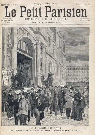 Il sorteggio: i coscritti della classe del 1892 al Municipio di Parigi. Uno del giornale 