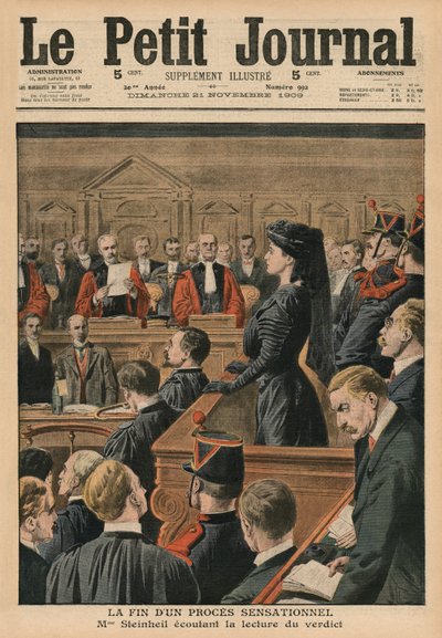 La fine di un processo sensazionale, Marguerite Steinheil ascolta il verdetto, illustrazione di copertina da 