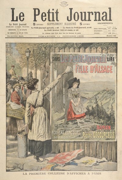 La prima donna affissatrice di manifesti a Parigi, da Le Petit Journal, 11 ottobre 1906 da French School