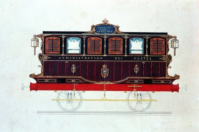 Il primo furgone postale in Francia, c.1830-48 da French School
