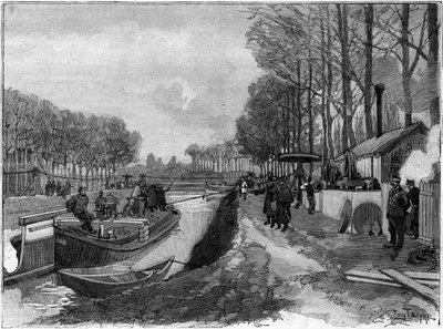 Il traino funicolare delle barche sui canali a Joinville le Pont, secondo il sistema di Maurice Levy da French School