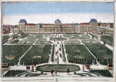 I giardini e il palazzo delle Tuileries - incisione da French School