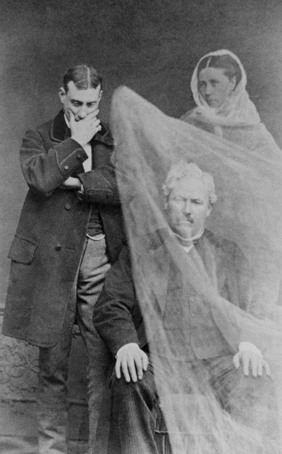 Il fantasma della moglie di un uomo appare davanti a lui, c.1870 da French School