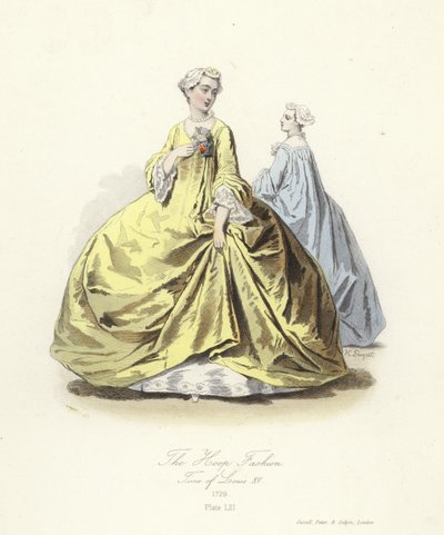 La moda del cerchio, tempo di Luigi XV di Francia da French School