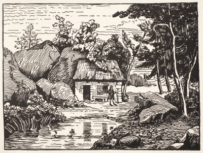 La capanna di J.J. Rousseau da French School