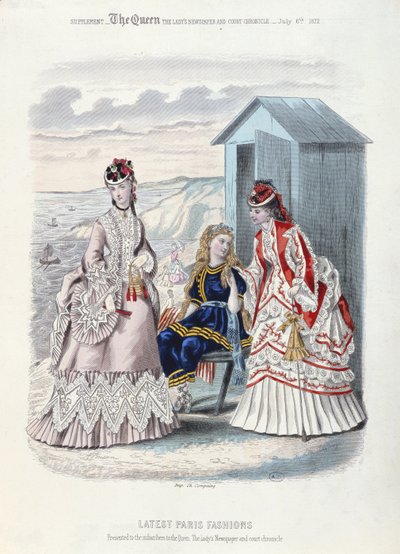 Le ultime mode parigine per la spiaggia e per il nuoto, 1872 da French School