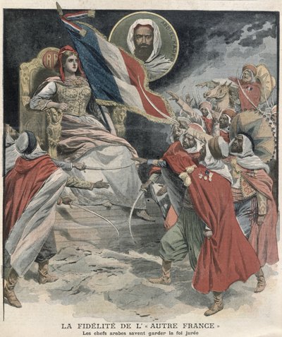 La lealtà dei capi arabi algerini verso la Francia, copertina di Le Petit Journal, 15 dicembre 1907 da French School