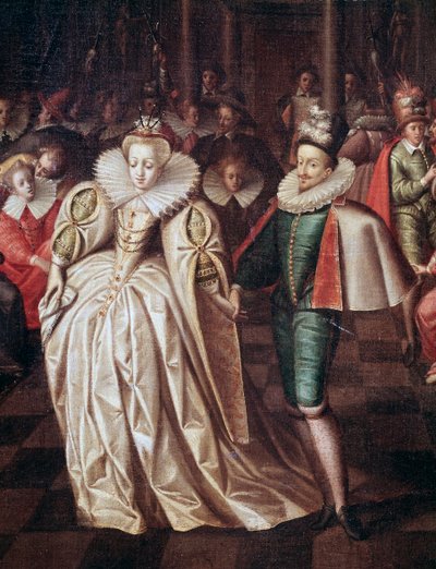 La coppia sposata, Duca di Joyeuse e Margherita di Lorena, dettaglio del ballo dato il 24 settembre da French School
