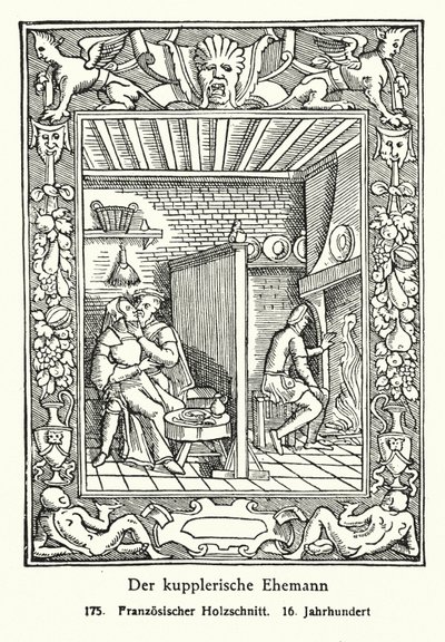 Il marito sensale (xilografia) da French School