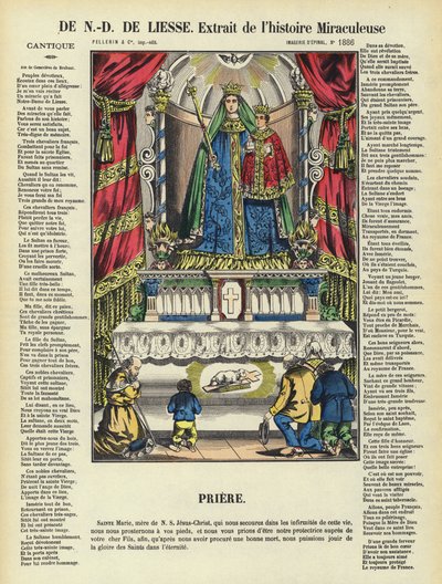 La storia miracolosa di Nostra Signora della Gioia (litografia a colori) da French School