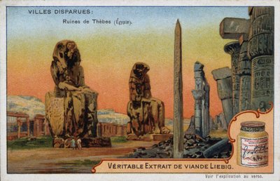Le città scomparse: le rovine di Tebe (Egitto) - adesivo pubblicitario Liébig da French School