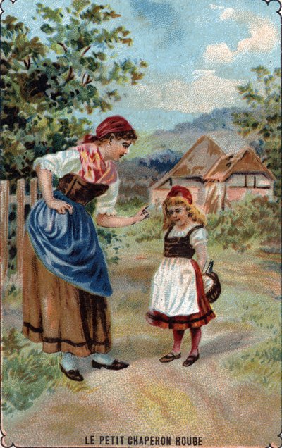 La madre di Cappuccetto Rosso la avverte del lupo (illustrazione) da French School